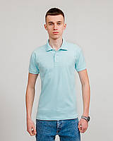 Чоловіче однотонне поло, світло-бірюзового кольору