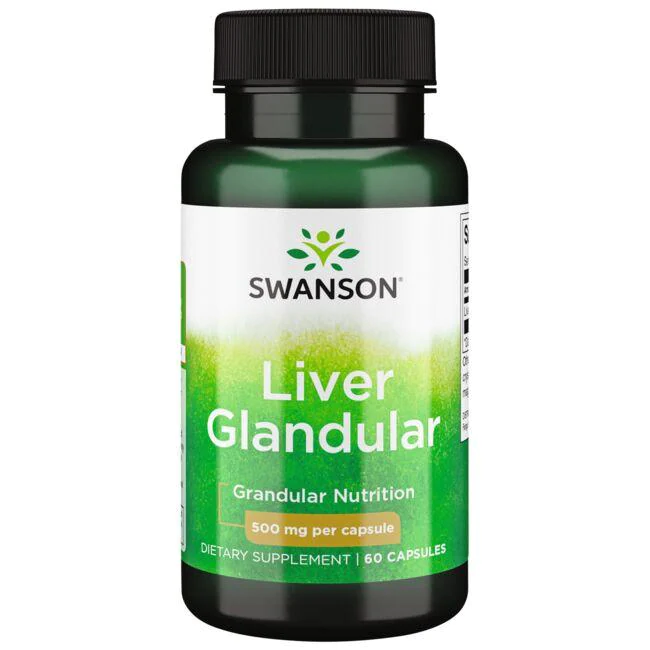 Відновлення - Тканини печінки / Swanson Liver Glandular 500 mg 60 Capsules, фото 1