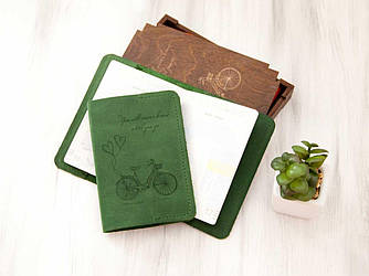Обкладинка для документів з натуральної шкіри «Велосипед» з безкоштовним персональним гравіюванням