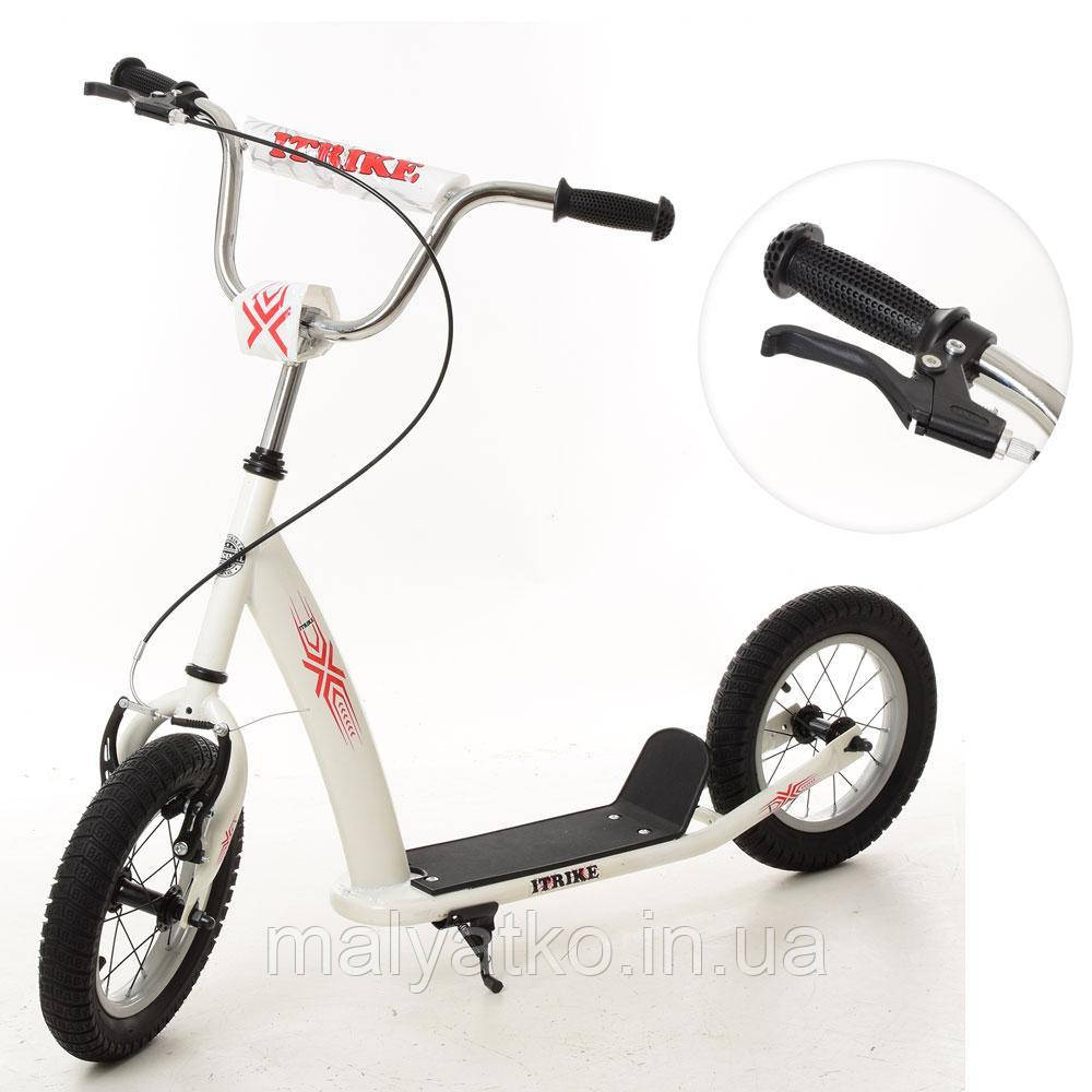 *Самокат для дітей і дорослих Scooter з ручним гальмом (БІЛИЙ) арт. 2-047-W