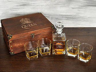 Елітний скляний набір для віскі з гравіруванням «Queen» DS-0006