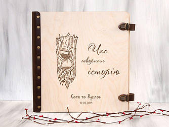 Весільна фотокнига з картонними листами для молодят «Пісочний годинник» | 30 стор, 34 х 34 см | WPA-0015