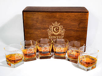 Набір з 6-х склянок для віскі з індивідуальним гравіюванням DS-0022