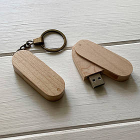 USB Флешка-Брілок з дерева поворотна з індивідуальним гравіюванням від "SKINWOOD" FD-003