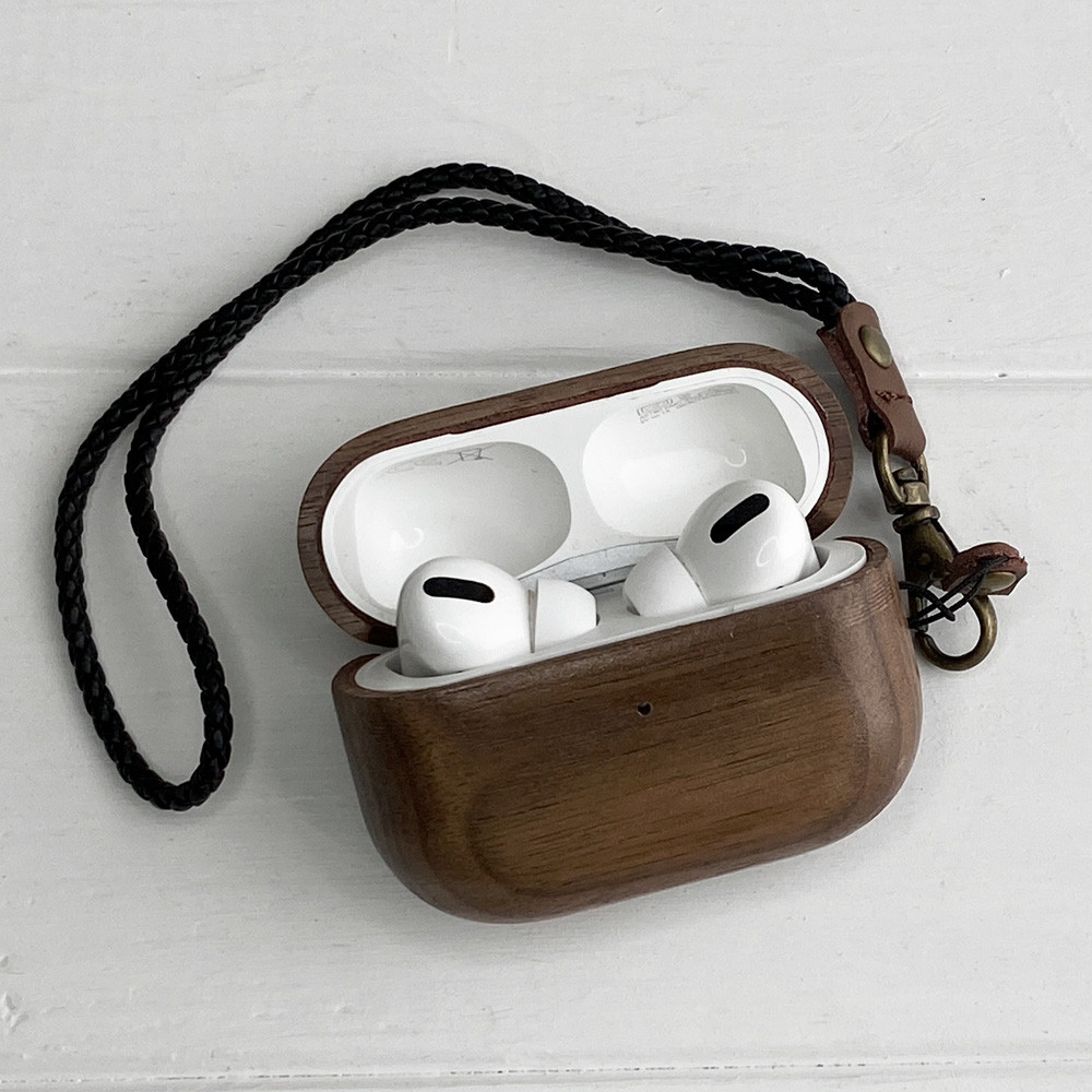 Дерев'яний Чохол Футляр для навушників apple AirPods Pro з натурального дерева горіх від "SKINWOOD" SWC-007, фото 1