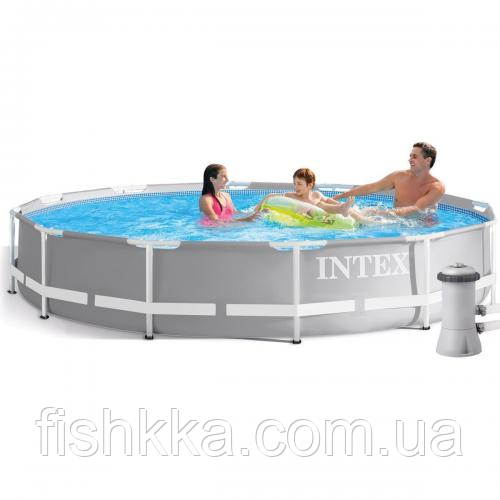 Басейн круглий каркасний сімейний збірний з фільтром-насос, Intex 26712, 366 x 76 см,6500л
