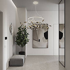 Біла кругла люстра з скляних пелюсток на 36 ламп Petals (918-LP263-36 WH+BK), фото 6