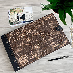 Дерев'яний фотоальбом з індивідуальним гравіюванням Земна куля від "SKINWOOD" FAL-1