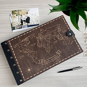 Дерев'яний Фотоальбом для фотографій із натурального дерева з гравіюванням Нульовий меридіан від "SKINWOOD" FAL-1