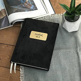 Оригінальний блокнот з гравіюванням з велюру "Classic 1" А5, Чорний
