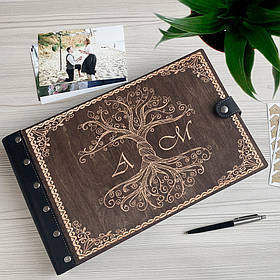 Фотоальбом у дерев'яній обкладинці з індивідуальним лазерним гравіюванням Візерунок від "SKINWOOD" FAL-6