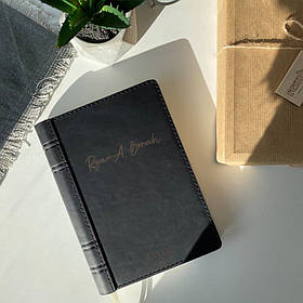 Блокнот із гравіюванням імені з натуральної шкіри "Diary 2024" Чорний А5 RM03-02