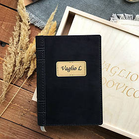 Нотатник з гравіюванням з натуральної шкіри "Ramka" Чорний А5 RM03-09