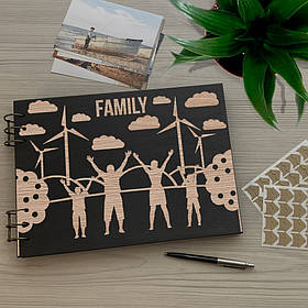 Дерев'яний альбом для фотографій із натурального дерева кільцями Family "SKINWOOD" FA-3