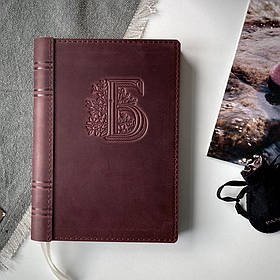 Іменний щоденник з тисненням із натуральної шкіри "Monograma" Бордовий А5 RM03-13