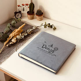 Дитячий фотоальбом з гравіюванням з велюру "Kids Boy" Синій 23х23 см RM04-02