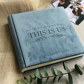 Сімейний фотоальбом з велюру "This is us" Синій 23х23 см RM04-05