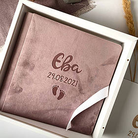 Дитячий фотоальбом для дівчинки з велюру "Baby" Рожевий 23х23 см RM04-07