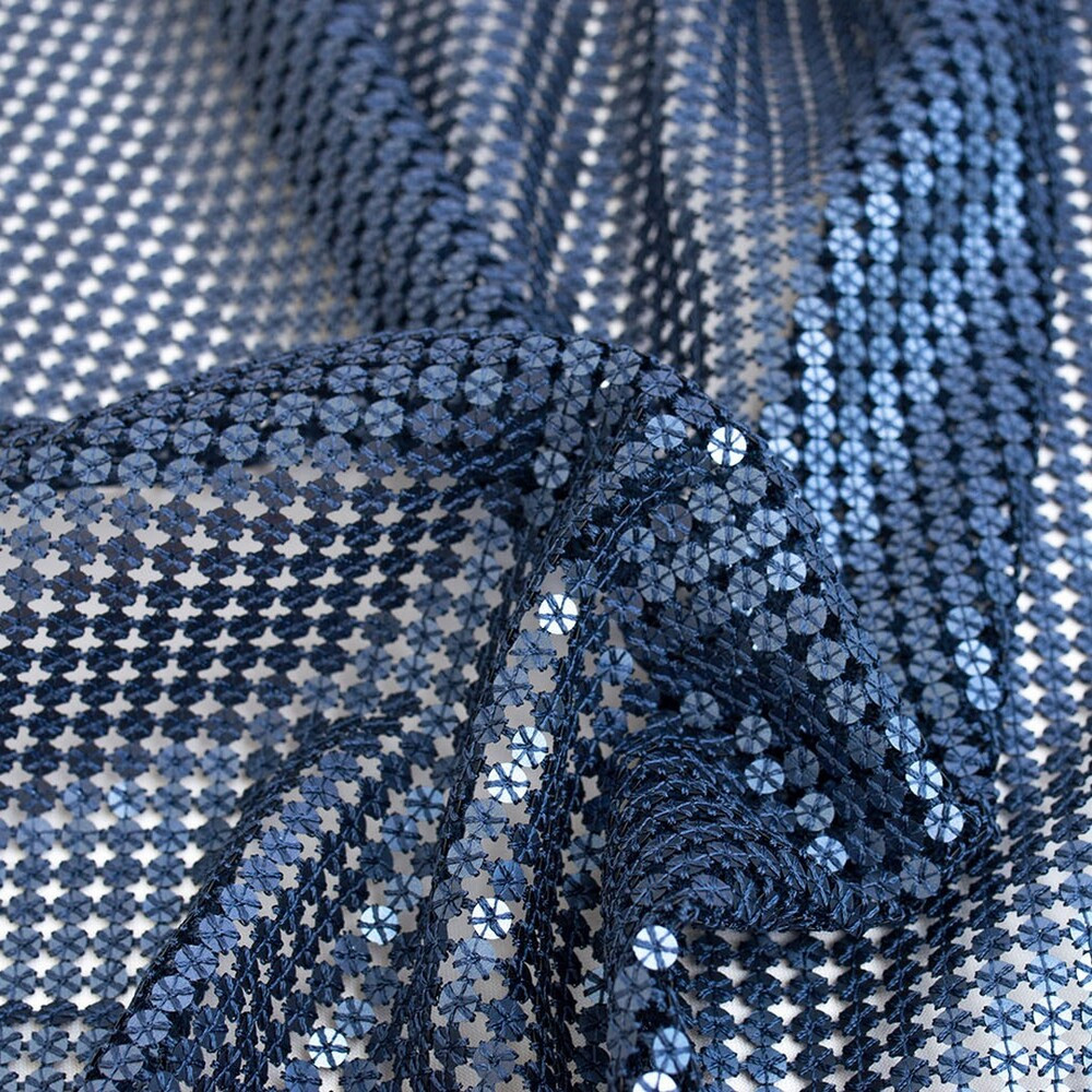 Тканина паєтка Ріана V-5 т/синя