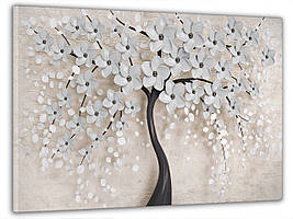 Картина на полотні на стіну для інтер`єру/спальні/прихожої DK Абстракція - дерево з квітами 60x100 см (MK10093_M)