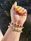 Браслет український украинский жовто-блакитний патріотичний патриотический з хрусталевих бусін 60 грн, фото 2