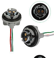 Патрон разъем цоколь под лампу P21/5W 1157 металический с проводами. Двухконтактный патрон