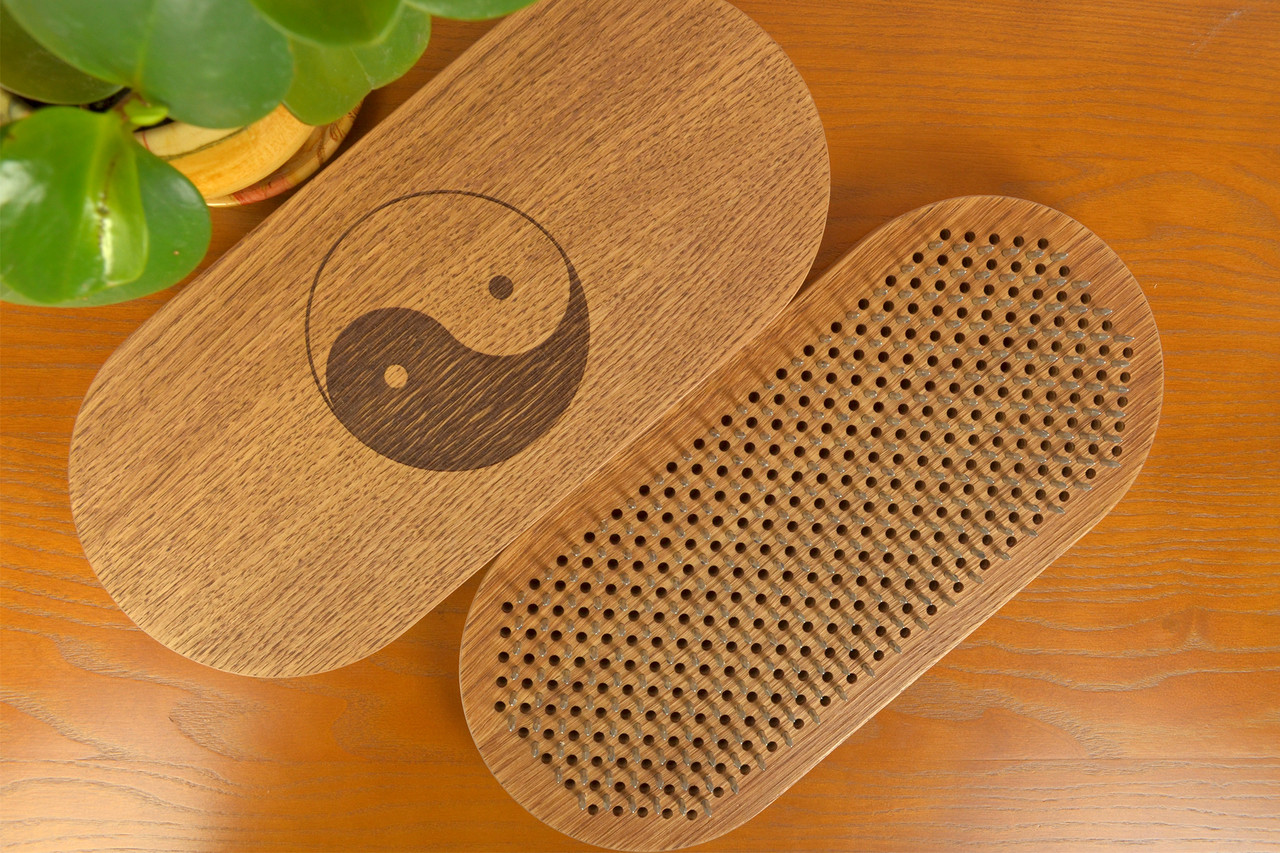 Дошка садху з цвяхами крок 10 мм,  дубова  для початківців "Інь-янь" з натурального дуба, фото 1