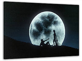 Картина на полотні на стіну для інтер`єру/спальні/прихожої DK Закохані на фоні місяця 60x100 см (MK10205_M)