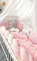 Комплект сменного постельного белья Шарпей балдахин, коса, простынь, защита-подушки. Pink