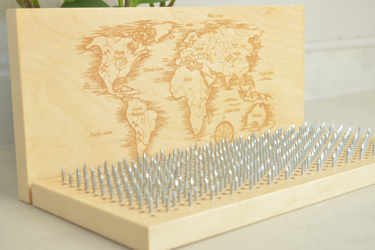 Полегшена (легка) дошка Садху для початківців з гравіюванням "Карта світу", фото 1