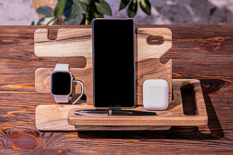 Підставка-органайзер із дерева для гаджетів Apple iPhone «Слайдер iWatch»