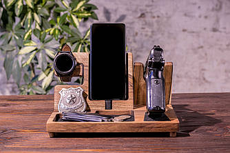 Дерев'яний органайзер-підставка для пістолета/телефону Samsung та годинника «Police Galaxy»