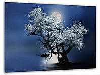 Картина на холсте на стену для интерьера/спальни/офиса DK Одинокое дерево в свете луны 60x100 см (MK10109_M)