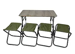 Стіл зі стільцями для кемпінгу Набір туристичних складних меблів Посилений розкладний стіл + 4 стільці Novator