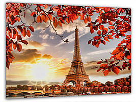 Картина на полотні на стіну для інтер`єру/спальні/прихожої DK Захід сонця в Париж 60x100 см (MK10230_M)