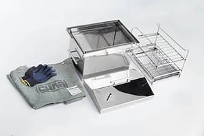 Коптильня з гідрозакривом із неіржавкої сталі товщина 1,5 мм 440*250*260 мм із чохлом і рукавичками СІЛА