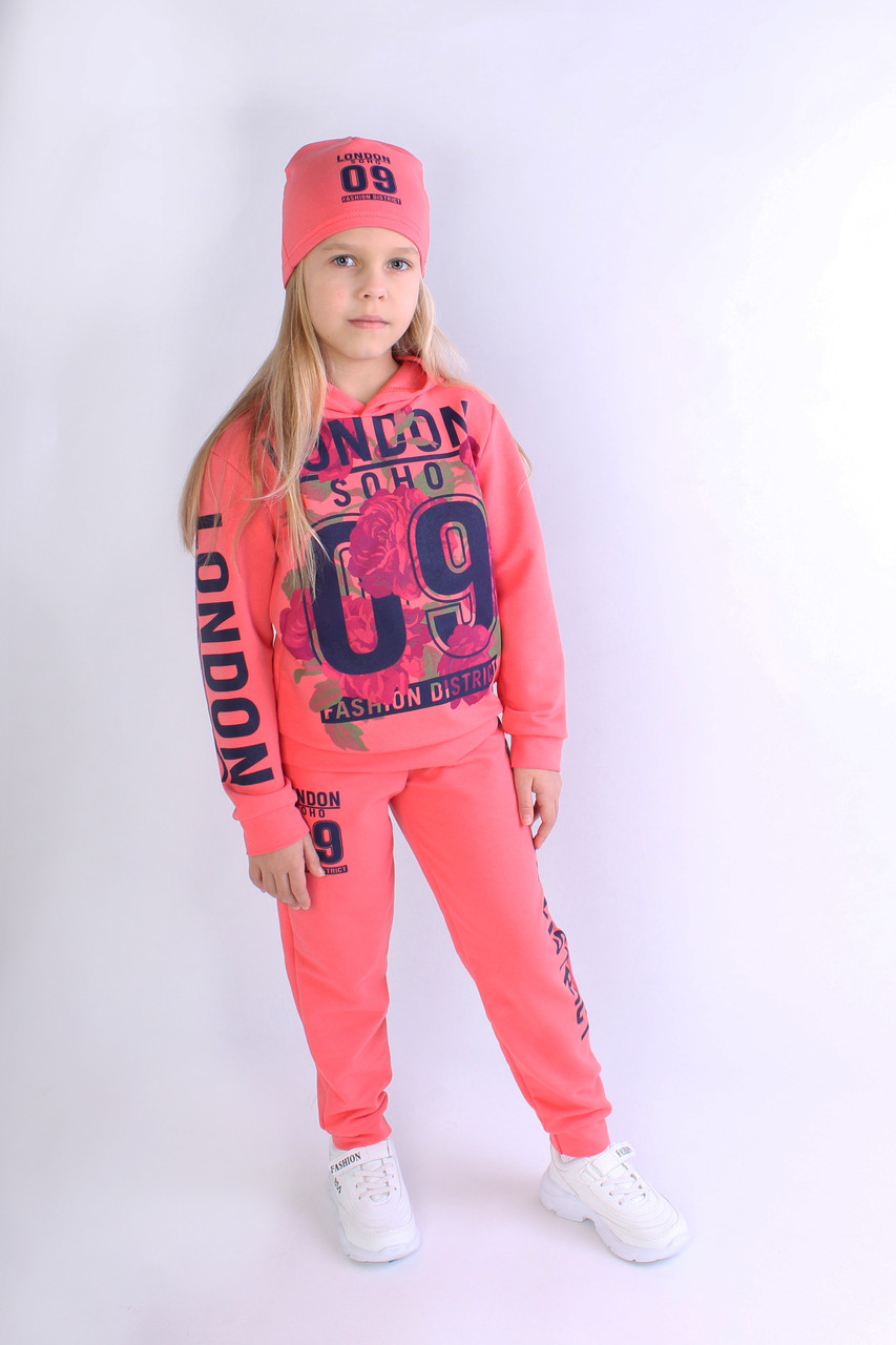 Костюм спортивний для дівчинки "London" коралл (Код 2431)