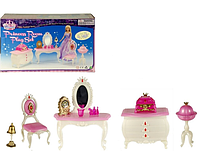 Набір лялькових меблів кімната принцеси, комод, стільчик, трюмо, аксесуари Gloria