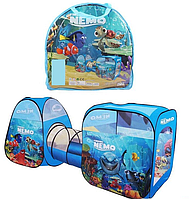 Палатка тоннель детская игровая 2 домика с переходом Рыбки Немо 270 х92 х92 см, в сумке 8015 NM