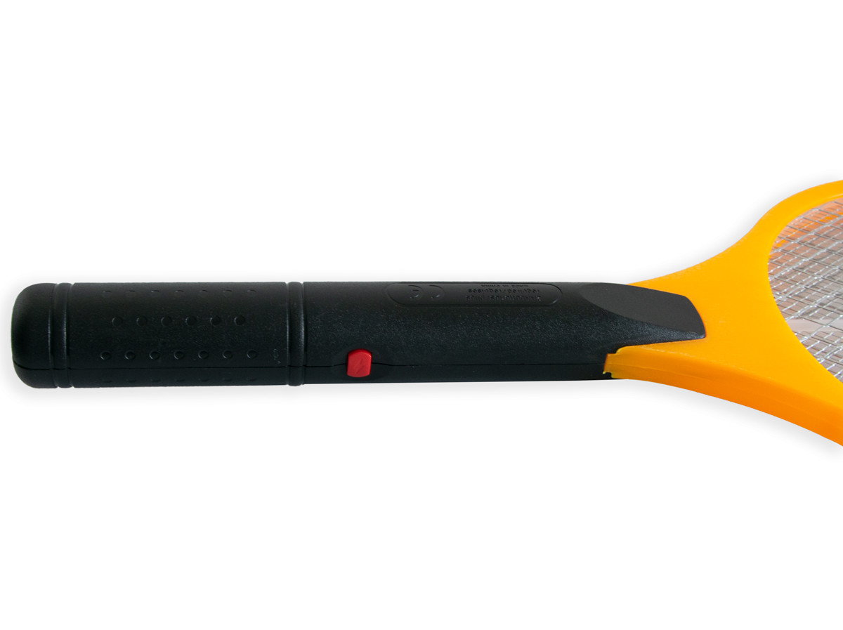 Мухобойка электрическая на батарейках Оранжевая с белой молнией 51х21см, электро мухоловка ракетка от мух (GK) - фото 2 - id-p1633406497