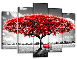 Модульна картина на полотні на стіну для інтер`єру/спальні/прихожої DK Червоне дерево 80x125 см (MK50221)