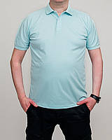 Чоловіче однотонне поло великого, світло-бірюзового кольору