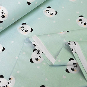 Тканина бязь ранфорс бавовна 2,4 м Panda м'ята, фото 3