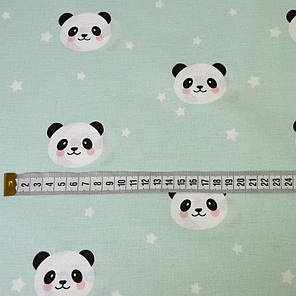 Тканина бязь ранфорс бавовна 2,4 м Panda м'ята, фото 4