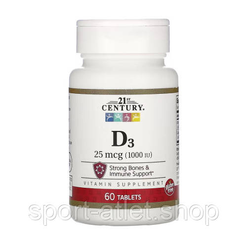 Вітаміни та мінерали 21st Century Vitamin D3 25 mcg, 60 таблеток
