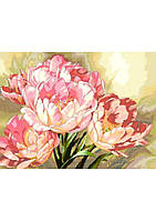 Розовые тюльпаны Канва с нанесенным рисунком для вышивки крестом Світ можливостей 809СМД