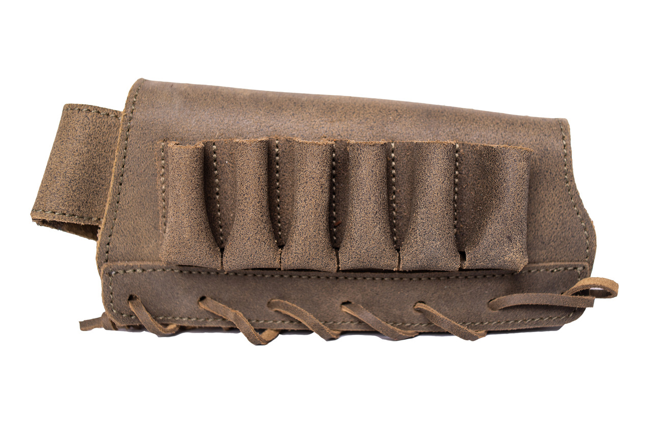 Патронташ на приклад кожа "Ретро" олива, фото 1