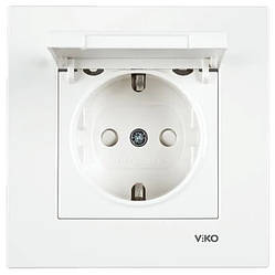 Viko Karre розетка із заземленням з кришкою, захисні шторки, біла