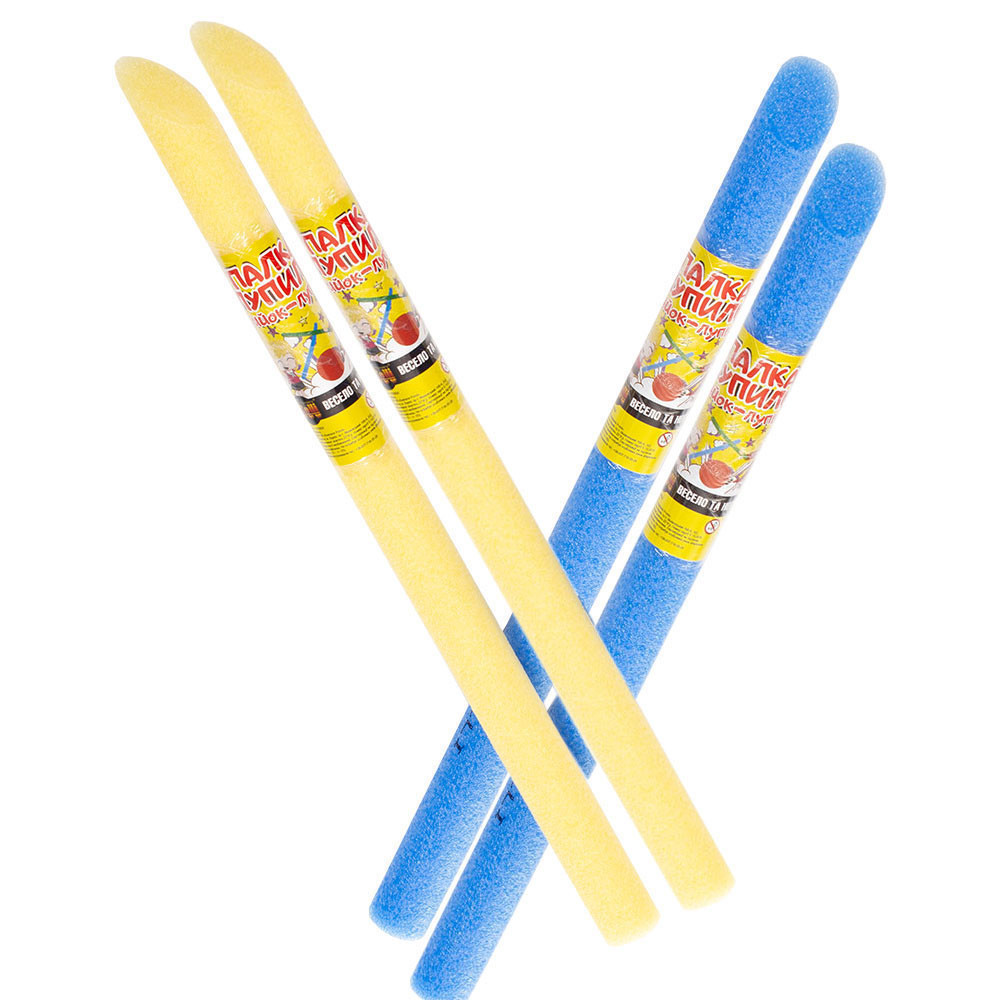 Палка лупілка іграшка м'яка біта лупілка для активного відпочинку кійок-лупцьок набір синій жовтий 4 шт 40 мм