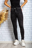 Женские джинсы зауженные Derun черные на байке